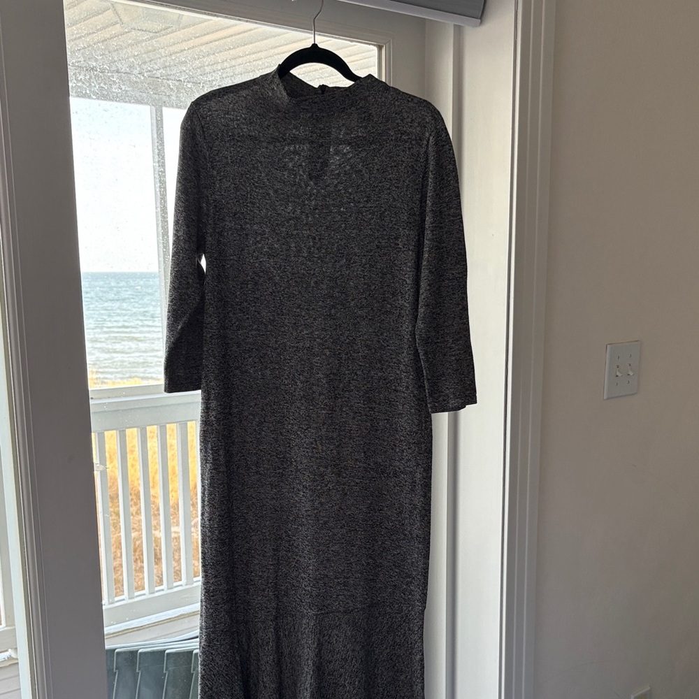 Chico's Black Label Heather Gray Knit 3/4 Sleeve Maxi Dress (L, Size 2)